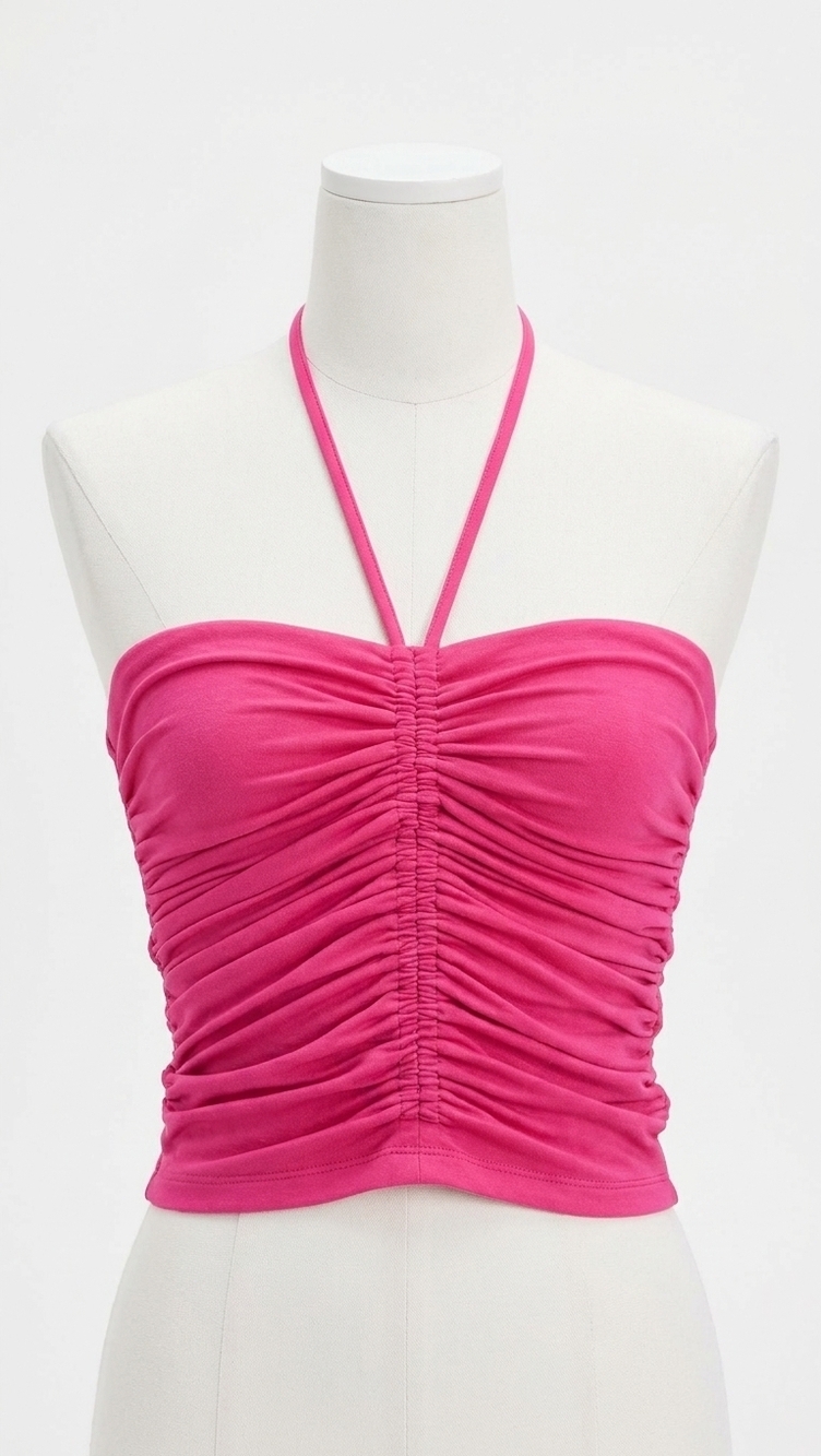 NEW SUSANA MONACO gathered string top in hot pink